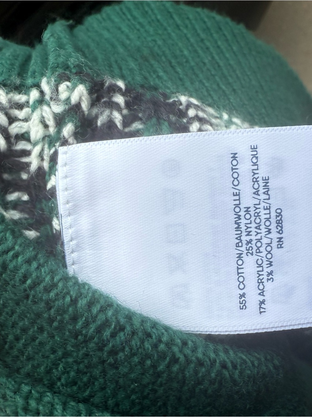 Lands' End Green Fair Isle Turtleneck Sweater - Picture 4 of 6